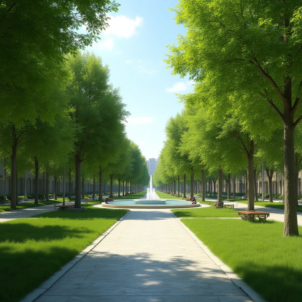 Park publiczny z elementami małej architektury